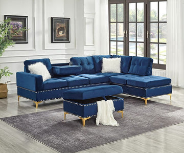 Joy Blue Reversible Sectional