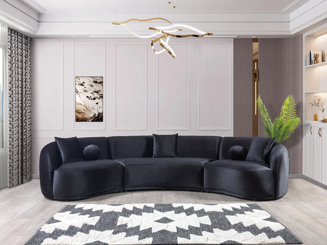 Black top curved sectional