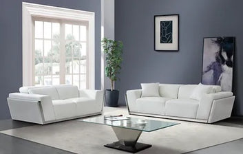 Domo White Leather 3-PC Sofa Loveseat & Chair