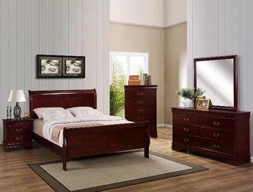 Louis Phillip Cherry Brown Sleigh Bedroom Suite