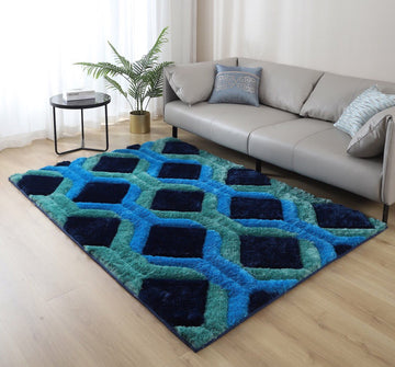 Crown Shag 3D Blue Area Rug