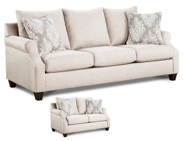 Paisley Cream Sofa and Loveseat Set