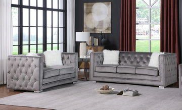 Paris Gray 2-PC Sofa and Loveseat