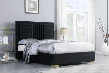 Anita Black Velvet Platform Bed