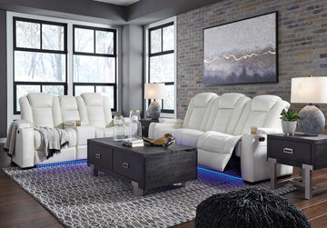 Ashley White Power 2PC Reclining Sofa-Loveseat Set