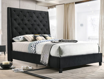 Chantilly Black Upholstered Bed