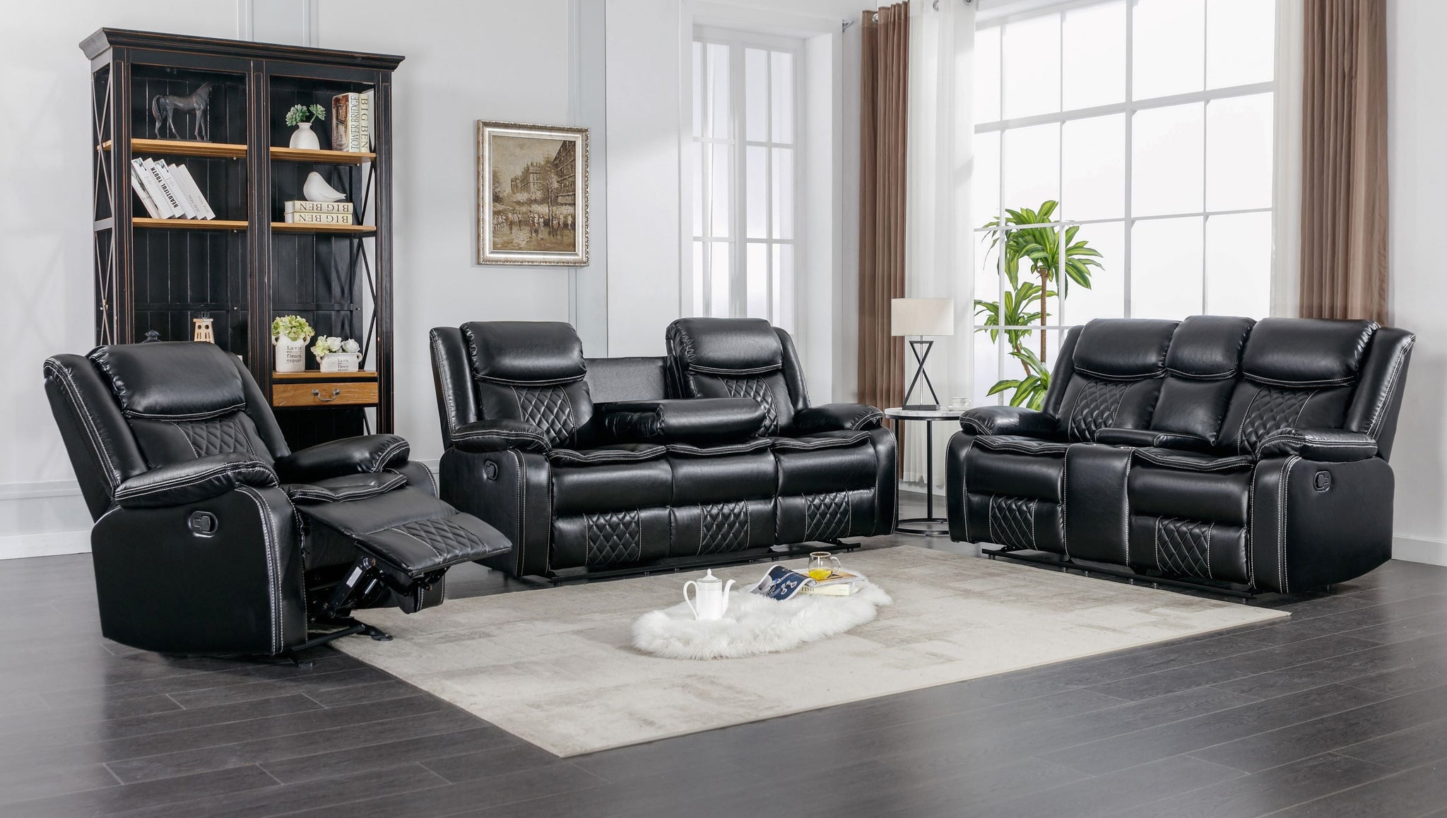 Weston 3-PC Black Reclining Living Room Set