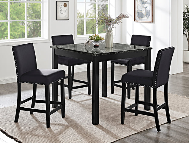 Lennon 5PC Counter Height Dining Set – Faux Marble Top