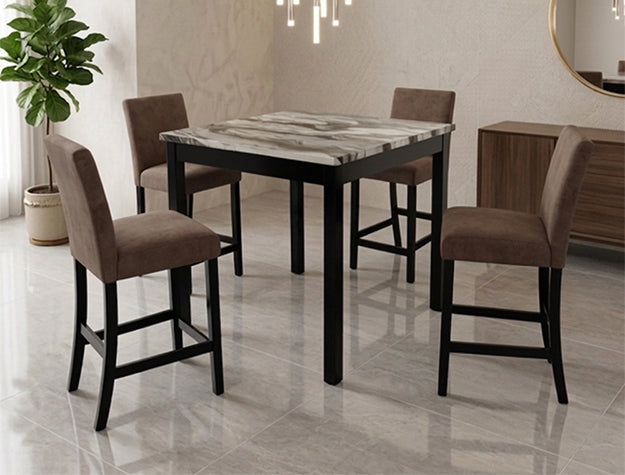Lennon 5PC Counter Height Dining Set – Faux Marble Top