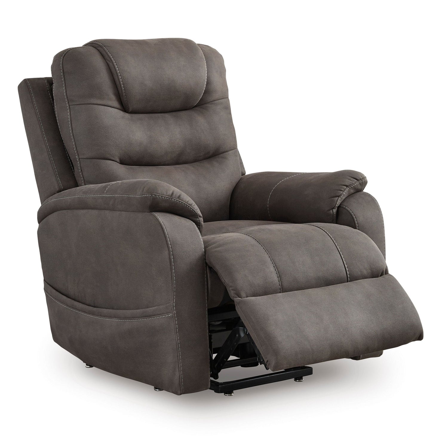 Ashley Snowfield Power Lift Recliner - Gunmetal Faux Leather with Heat & Massage
