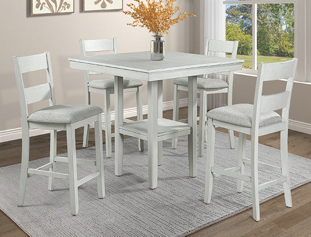 Lester 5-PC Counter Height Dining Set – Light Gray & Black