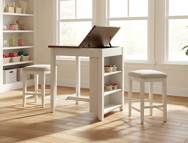 Alric 3-PC Counter Height Craft Table Set – Chalk & Brown