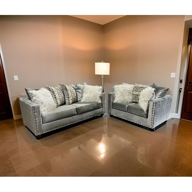 S315 Silver Sofa and Loveseat