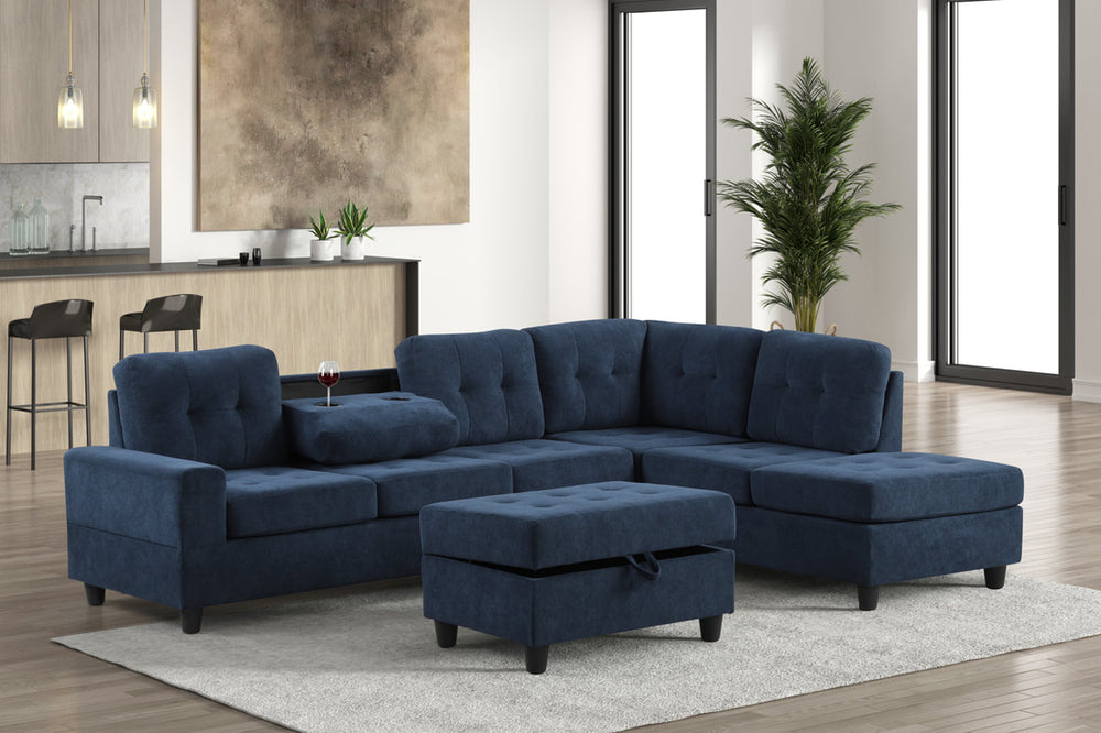 Heights Sectional with Storage Ottoman & Cupholder | Reversible Sofa