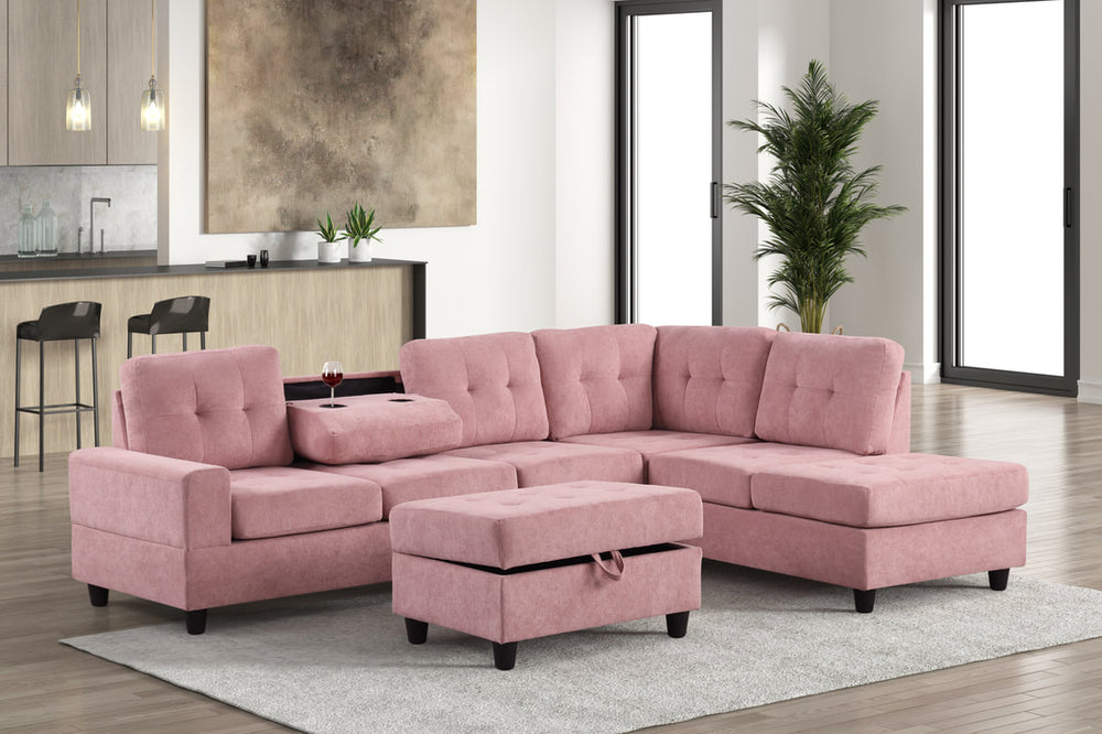 Heights Sectional with Storage Ottoman & Cupholder | Reversible Sofa