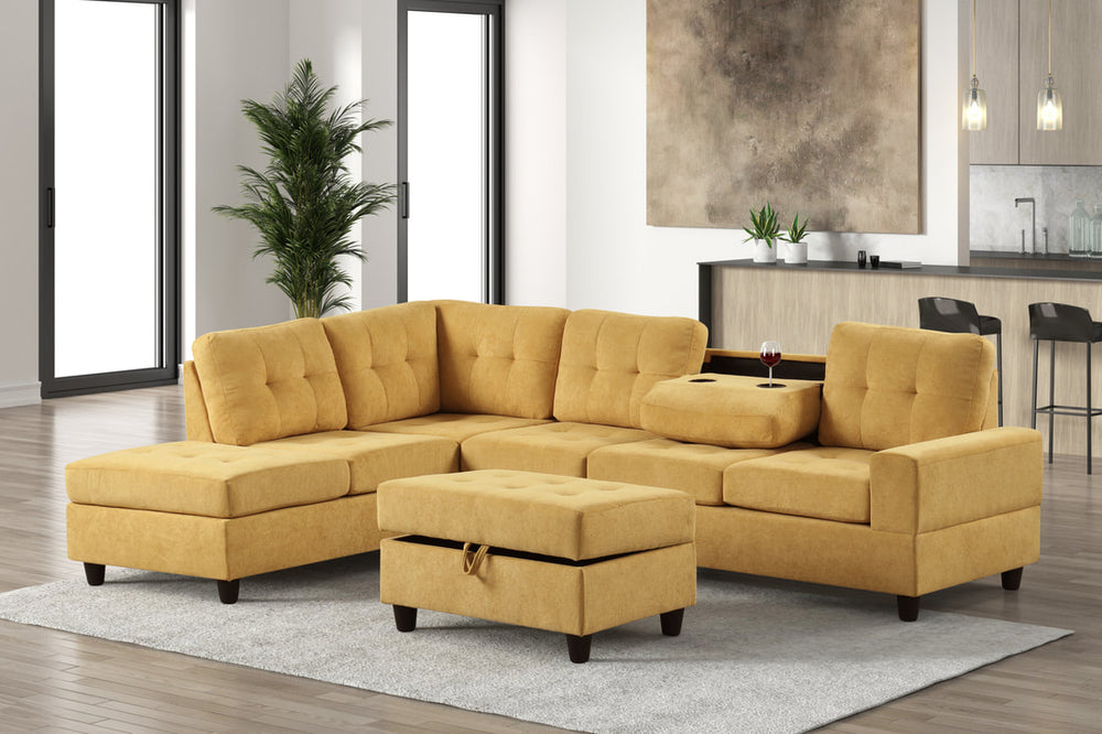 Heights Sectional with Storage Ottoman & Cupholder | Reversible Sofa