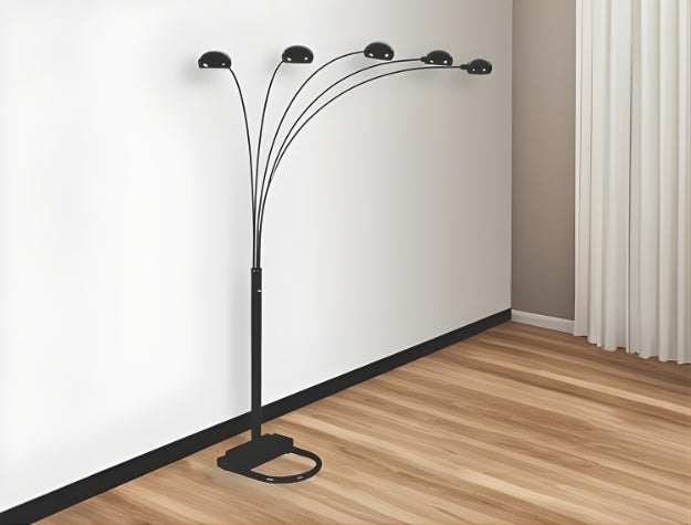 4888B-BK PEACOCK SHADE FLOOR LAMP BK 82"H