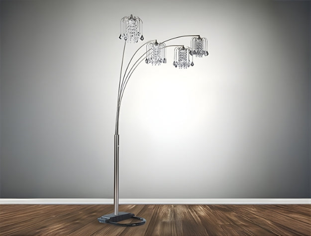 4893PEW RAIN DROP ARC LAMP 84"H PEWTER