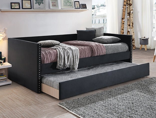 Sadie Black Velvet Daybed with Studded Detail | NZR Furniture