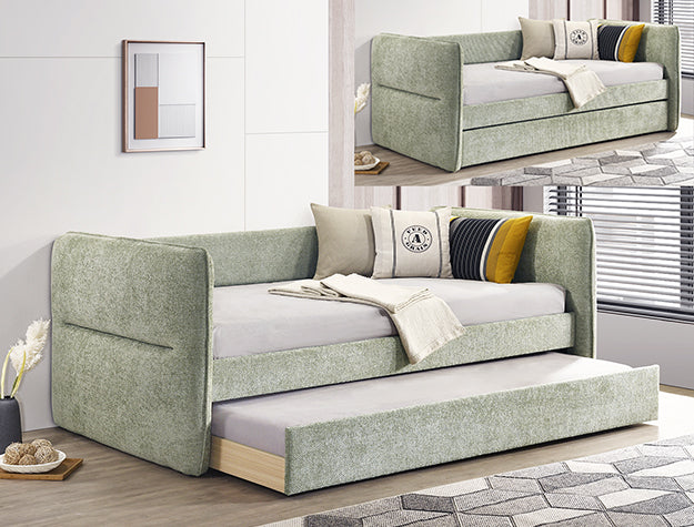 Philipa Daybed with Pull-Out Trundle | Pink, Gold, Dove Gray, Green & Beige | NZR Furniture