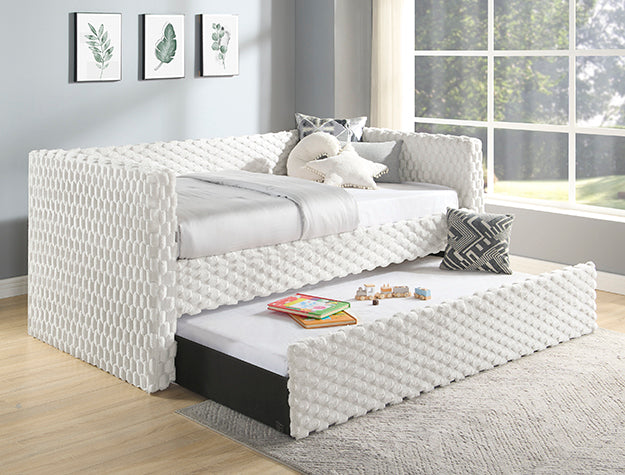 Molly White Dove Daybed with Hidden Trundle | Textured Upholstery | NZR Furniture