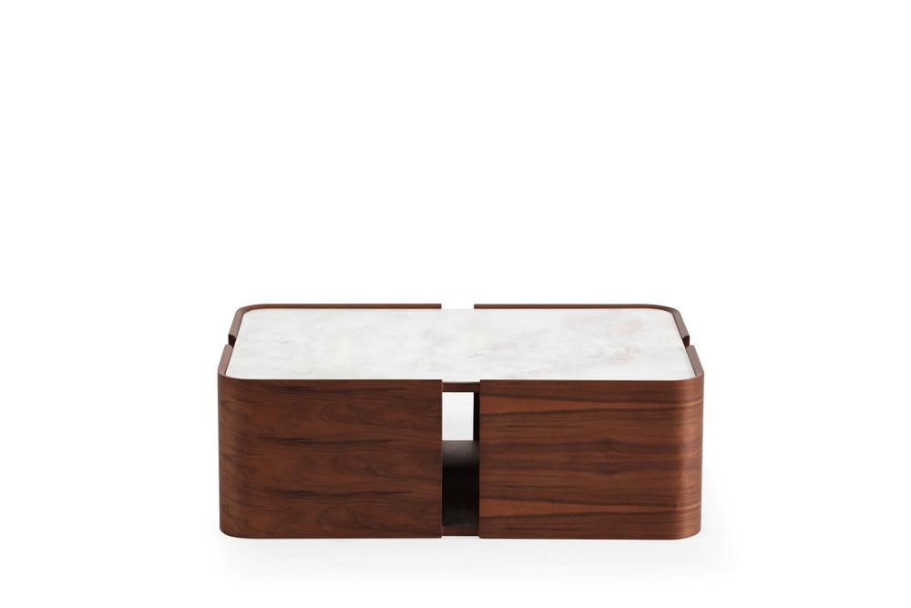 678 Walnut Marble Coffee Table