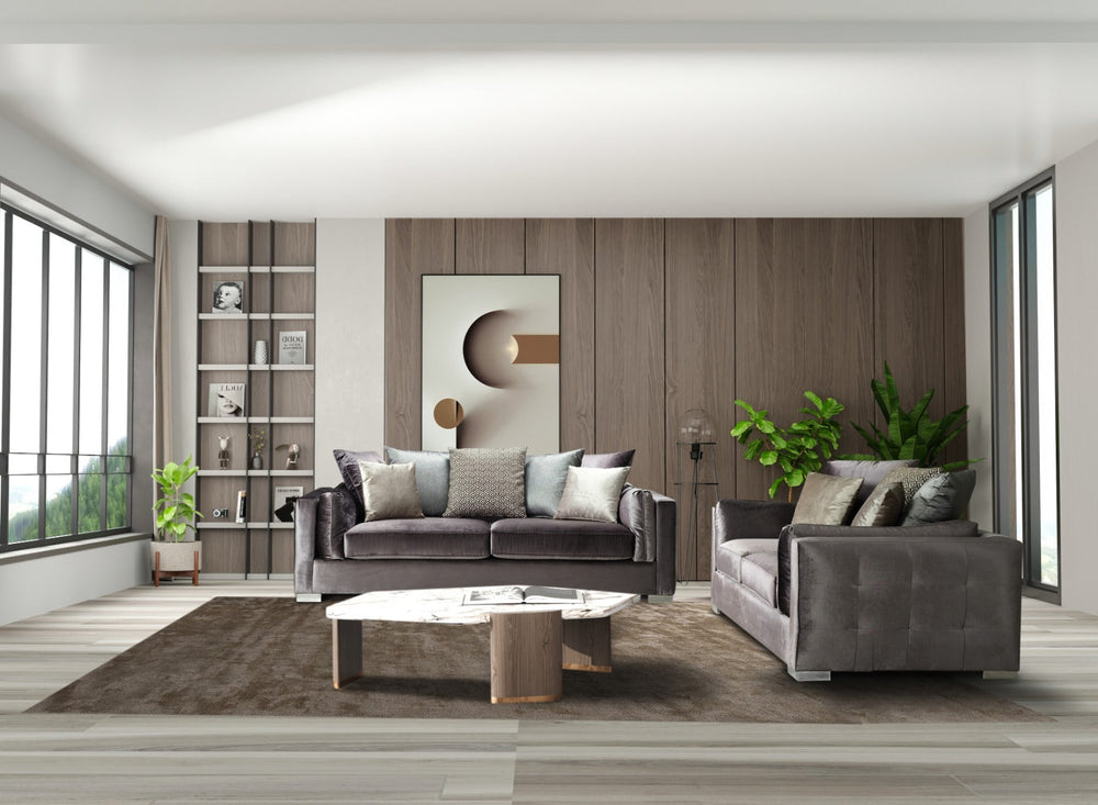 Clara Gray Velvet Sofa & Loveseats