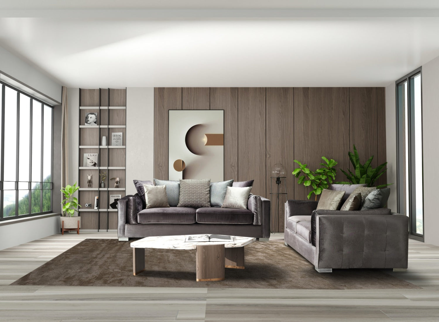 Clara Gray Velvet Sofa & Loveseats