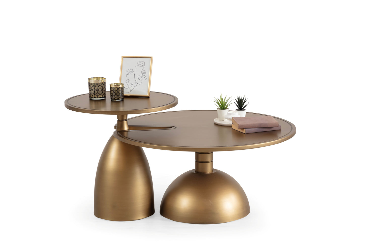 873 Gold 2 Pc Coffee Table Set