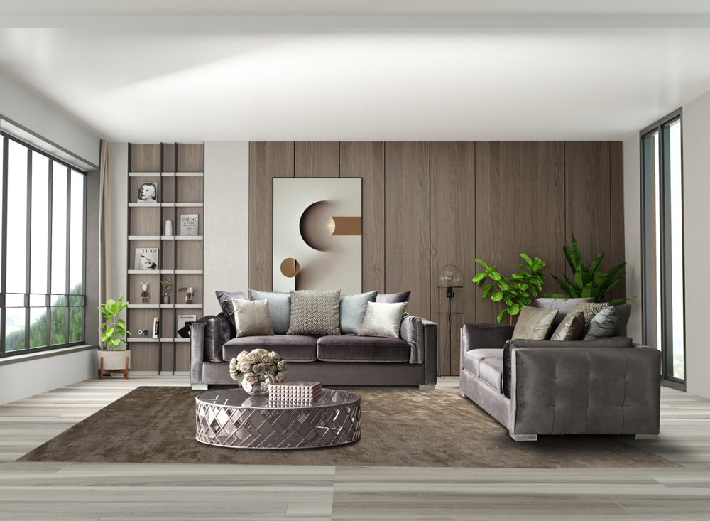 Clara Gray Velvet Sofa & Loveseats