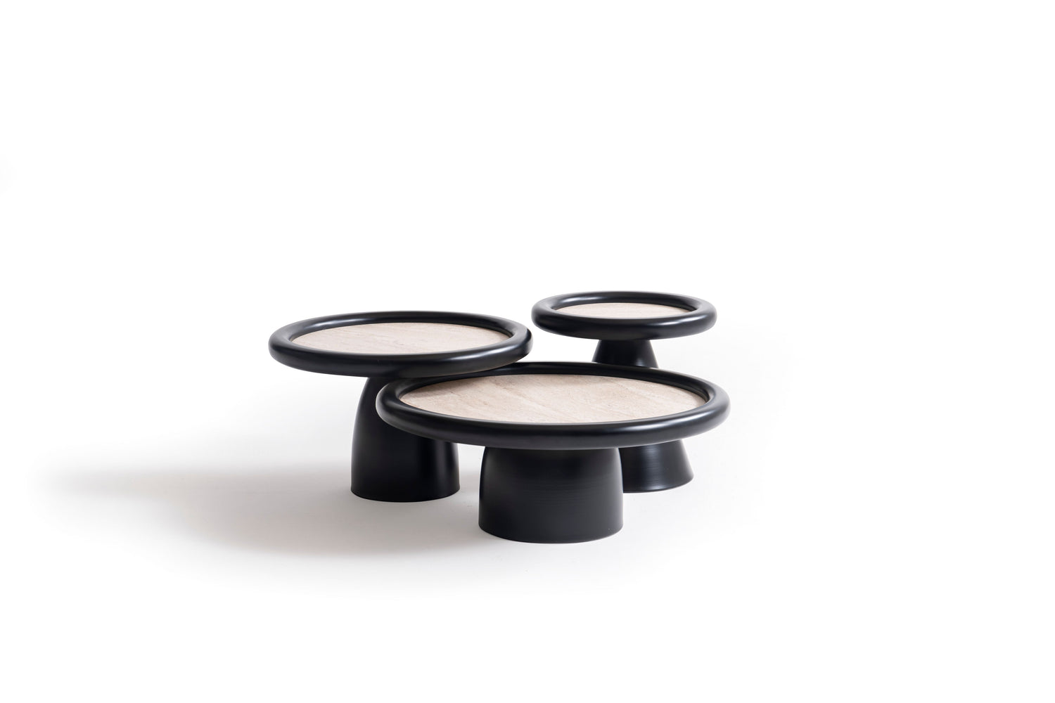 950 Black Travertine 3 Pc Coffee Table Set