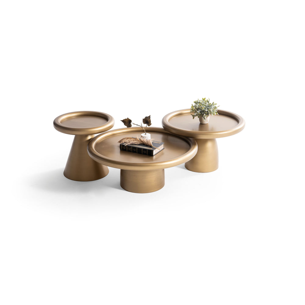 950 Gold 3 Pc Coffee Table Set