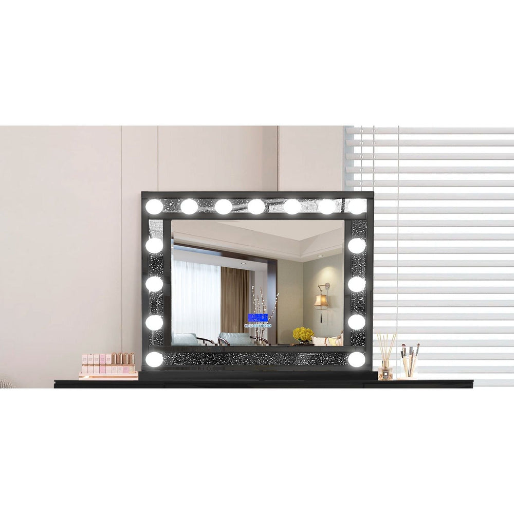 Ella Vanity Set – Black | LED Mirror & Bluetooth Speaker