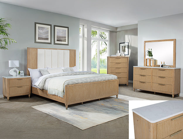 SETB1450 KARA BedsROOM GROUP -CERUSED NATURAL