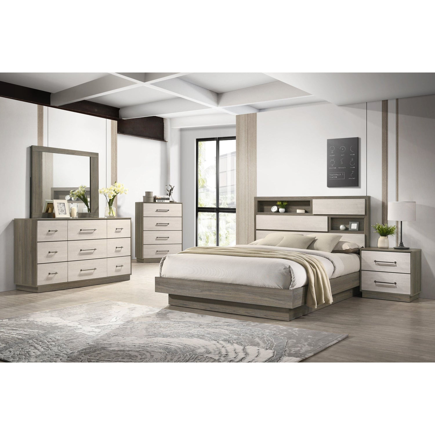 River Light Grey Bedroom Set | Platform Bed | Queen & King
