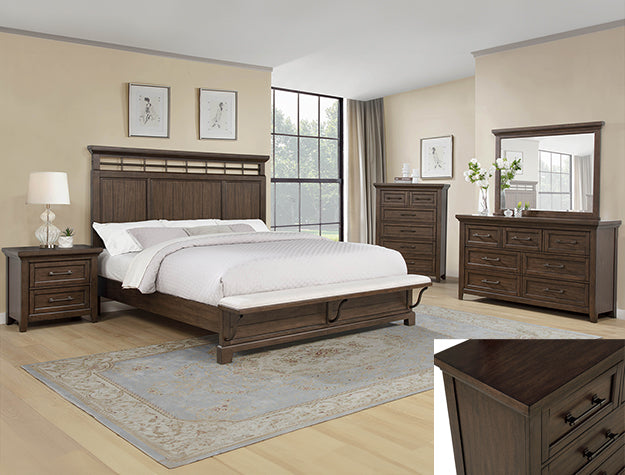 Beckett Bedroom Set | Rustic Greige | Gray & Brown | Queen & King | 4-PC & 5-PC