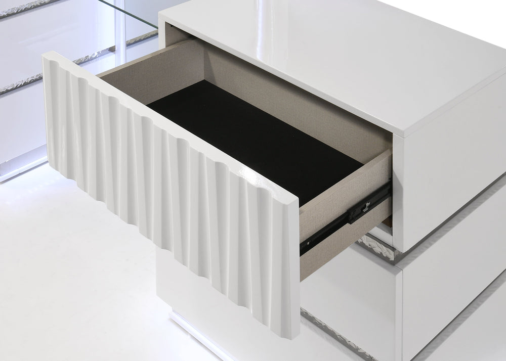 Lisbon Vanity Set with LED Mirror, Velvet Ottoman & Floor Mirror - White