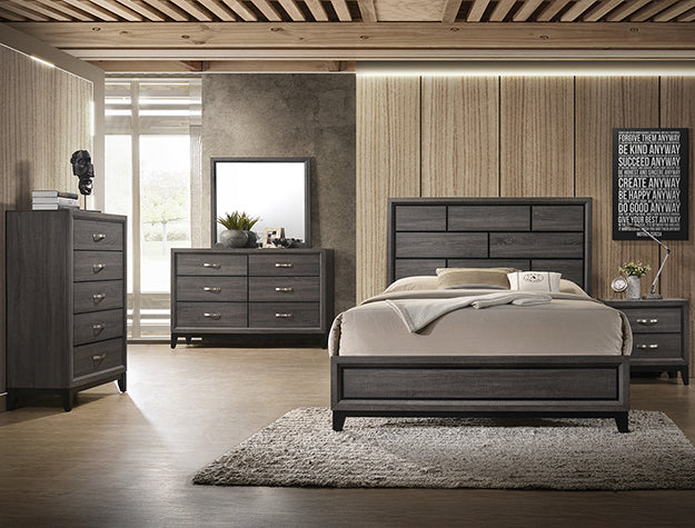 Akerson Bedroom Suite | Contemporary Panel Bed & Storage Set