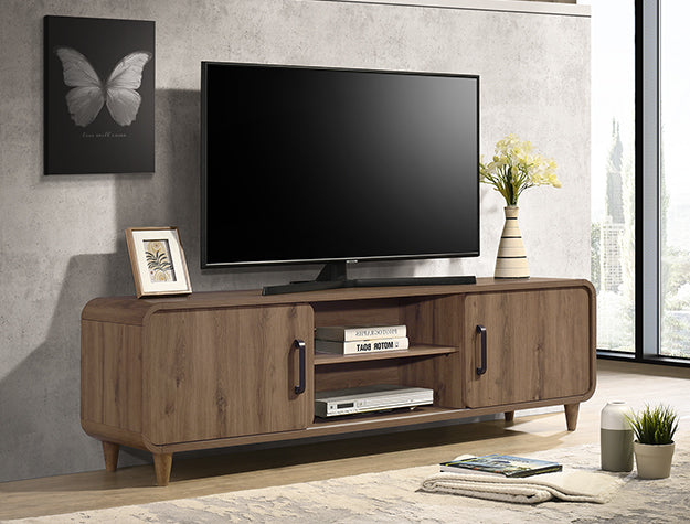 Nyomi TV Stand – White, Light Wood & Brown | 71.1"W