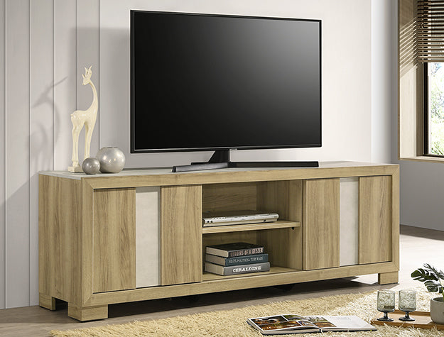 Rangley TV Stand – Black, Drift Wood & Gray | 72"W