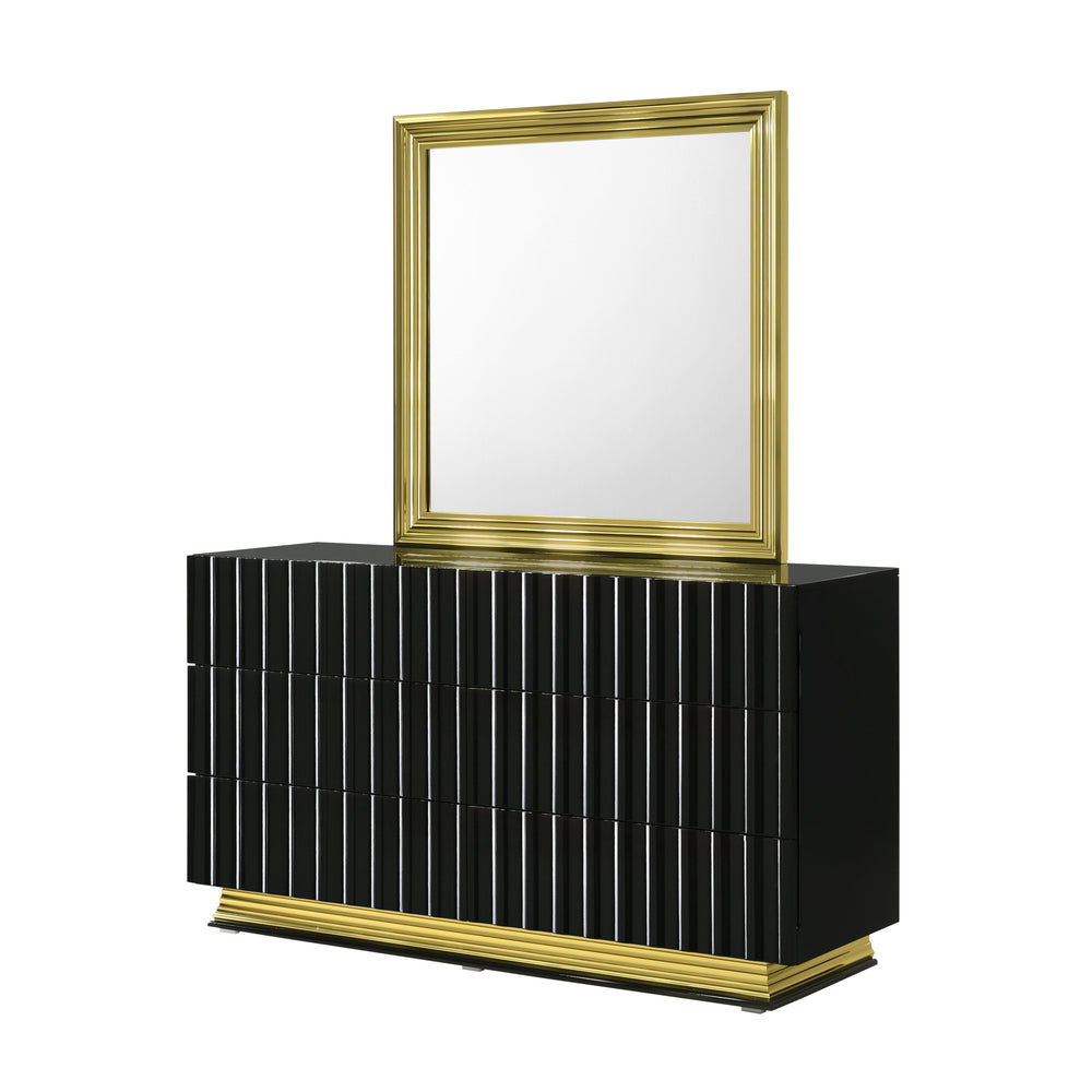 Lila Bedroom Suite – LED Headboard, Gold Accents, Dresser, Mirror, Nightstand & Chest
