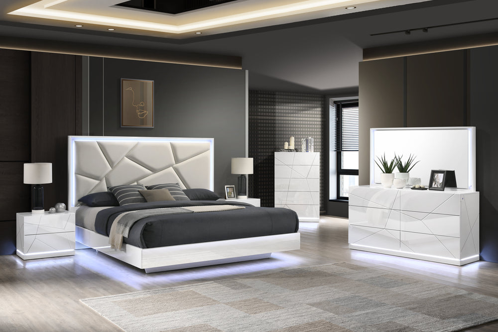 Lana 5-Piece Bedroom Suite with LED Lighting - White