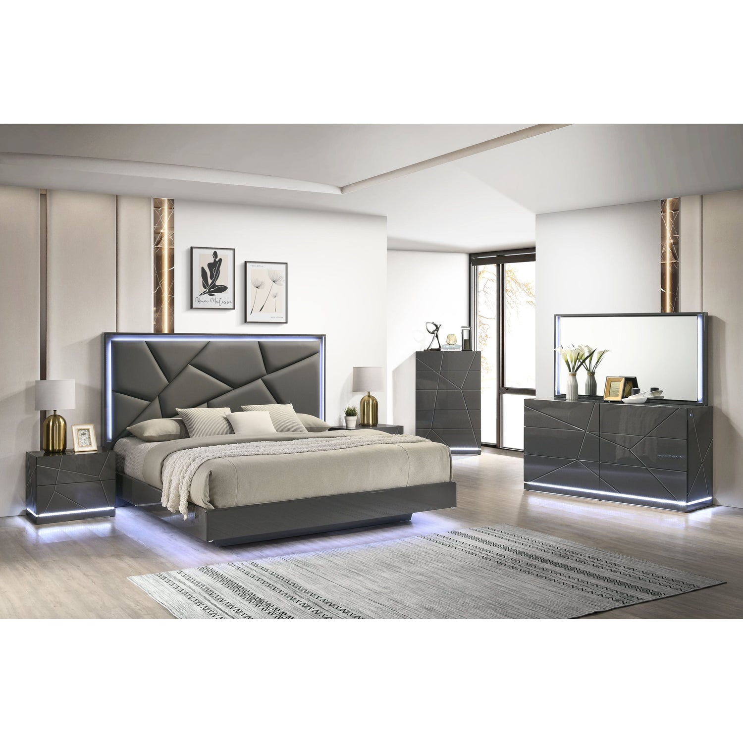Lily Grey LED Bedroom Set