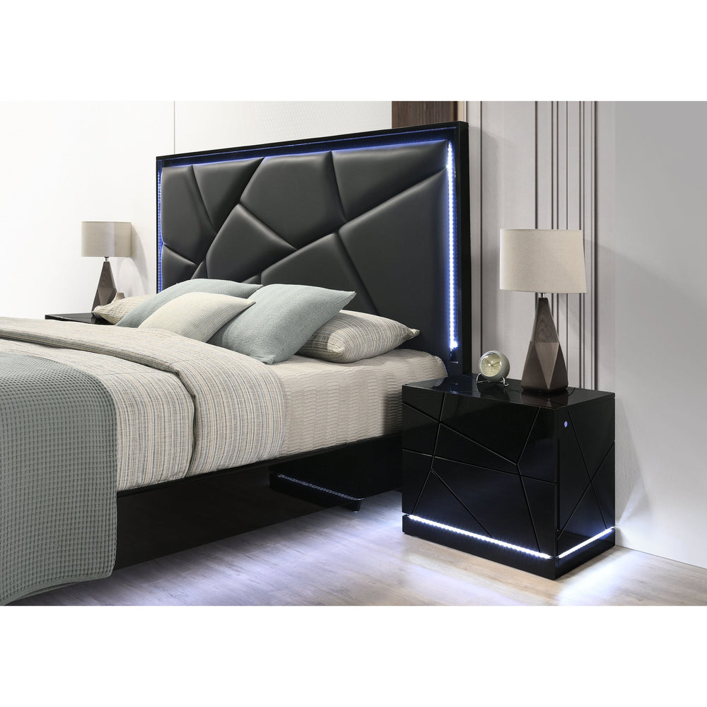 Naomi Black LED Bedroom Set