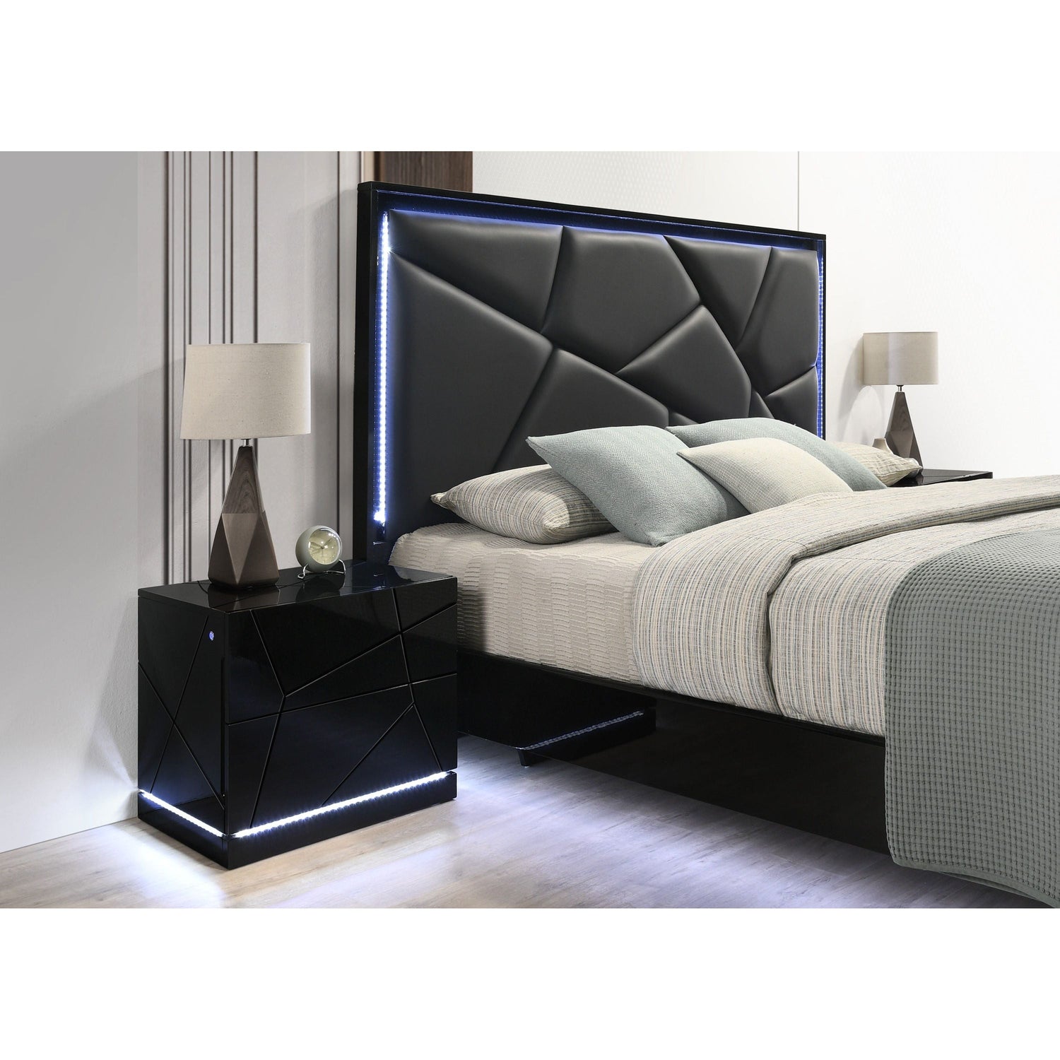 Naomi Black LED Bedroom Set