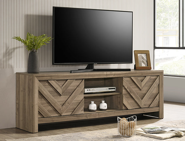 Valor TV Stand in Cream, Gray & Brown