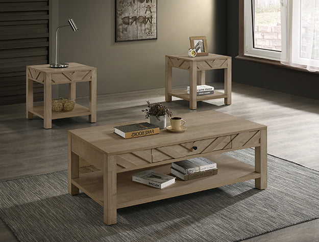 Valor 3-PC Cocktail Table Set in Cream, Gray & Brown