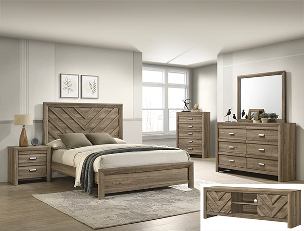 Valor Bedroom Set in Gray, Cream & Brown
