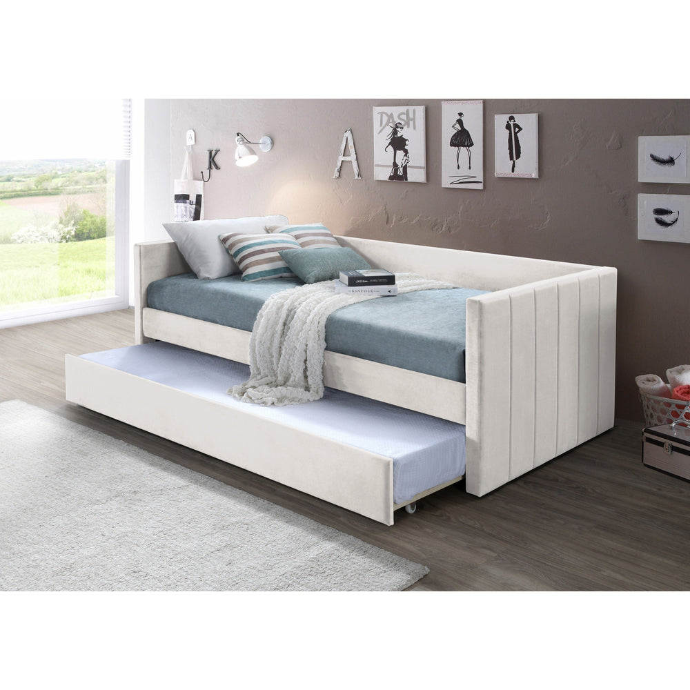 Vivi Velvet Daybed – Beige | Twin/Twin | No Box Spring Required | NZR Furniture