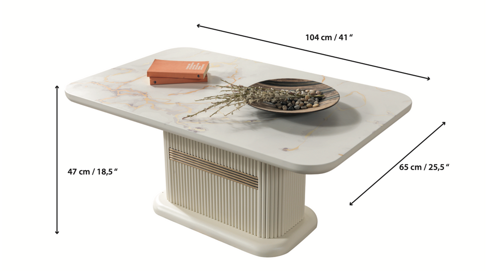 Santana Ivory Coffee Table | Modern Living Room Accent Table